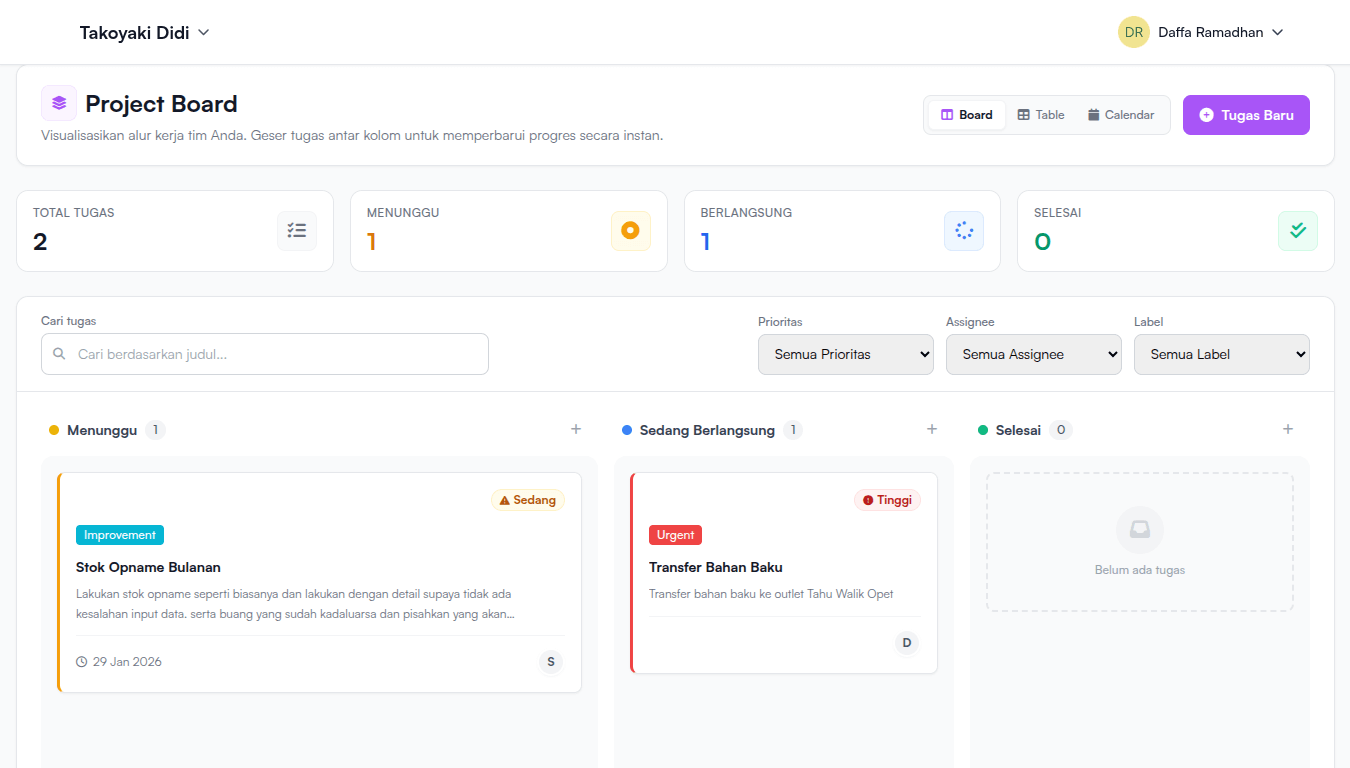 Kanban Board Interface